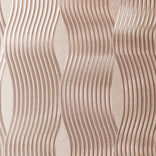 Foil Wave wallpaper in Rose Gold