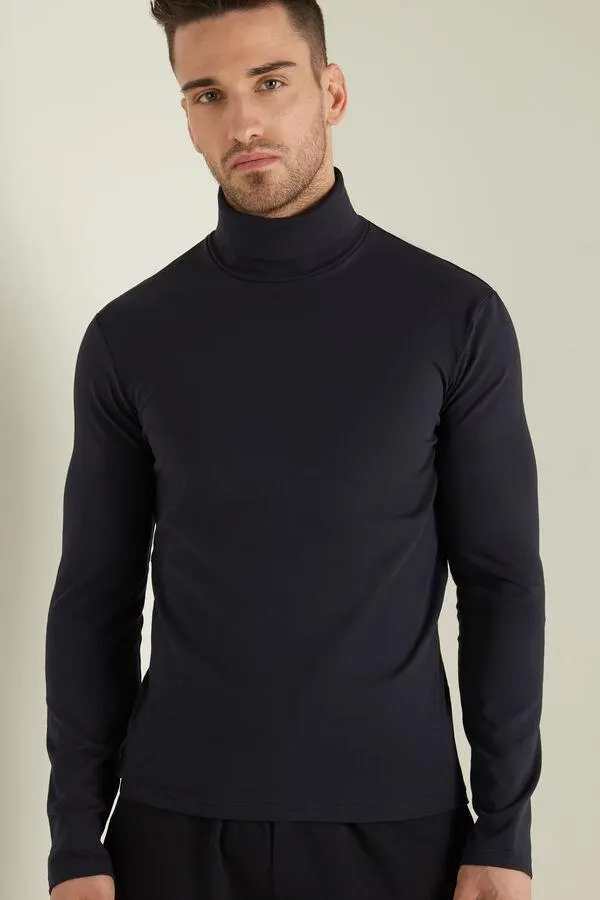 Maglia Manica Lunga Collo Alto Cotone Termico