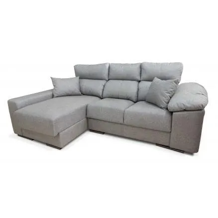 Sofá 3 plazas con chaiselongue reversible en gris suave. Mod, Peru