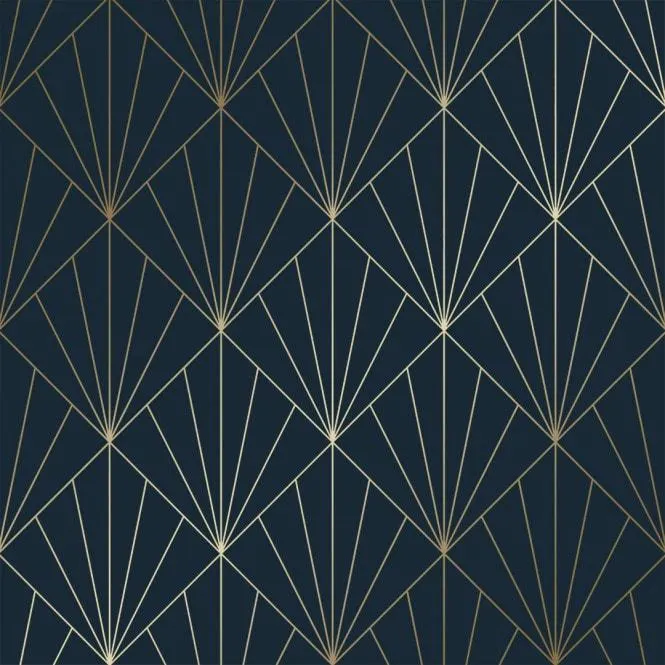 Betty Metallic wallpaper in navy & gold