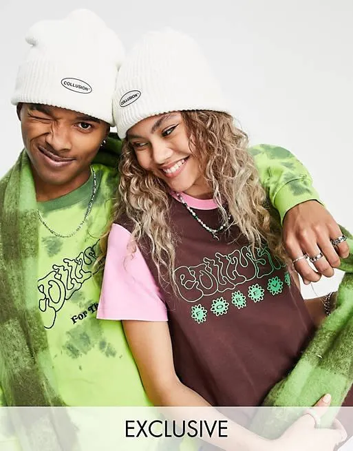 COLLUSION Unisex - Berretto écru con logo