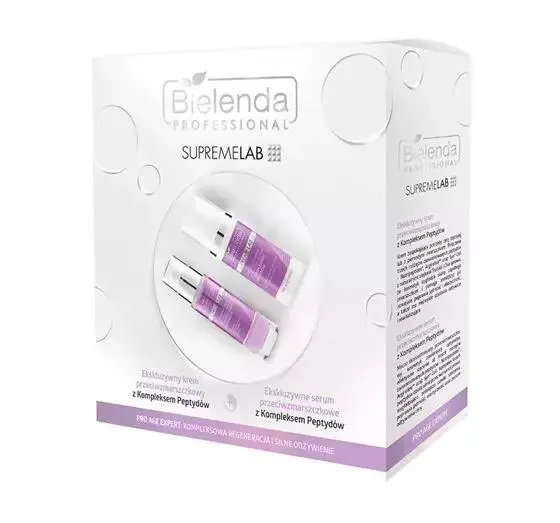 BIELENDA PROFESSIONAL SUPREMELAB PRO AGE EXPERT ZESTAW PREZENTOWY KREM + SERUM Z PEPTYDAMI
