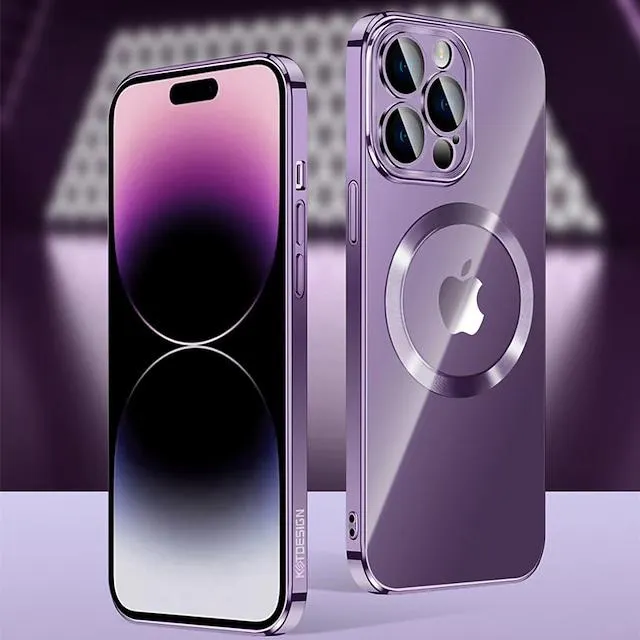 Phone Case For Apple With Magsafe iPhone 14 Pro Max iPhone 14 Plus Camera Lens Protector Four Corners Drop Resistance Support Wireless Charging Solid Colored TPU