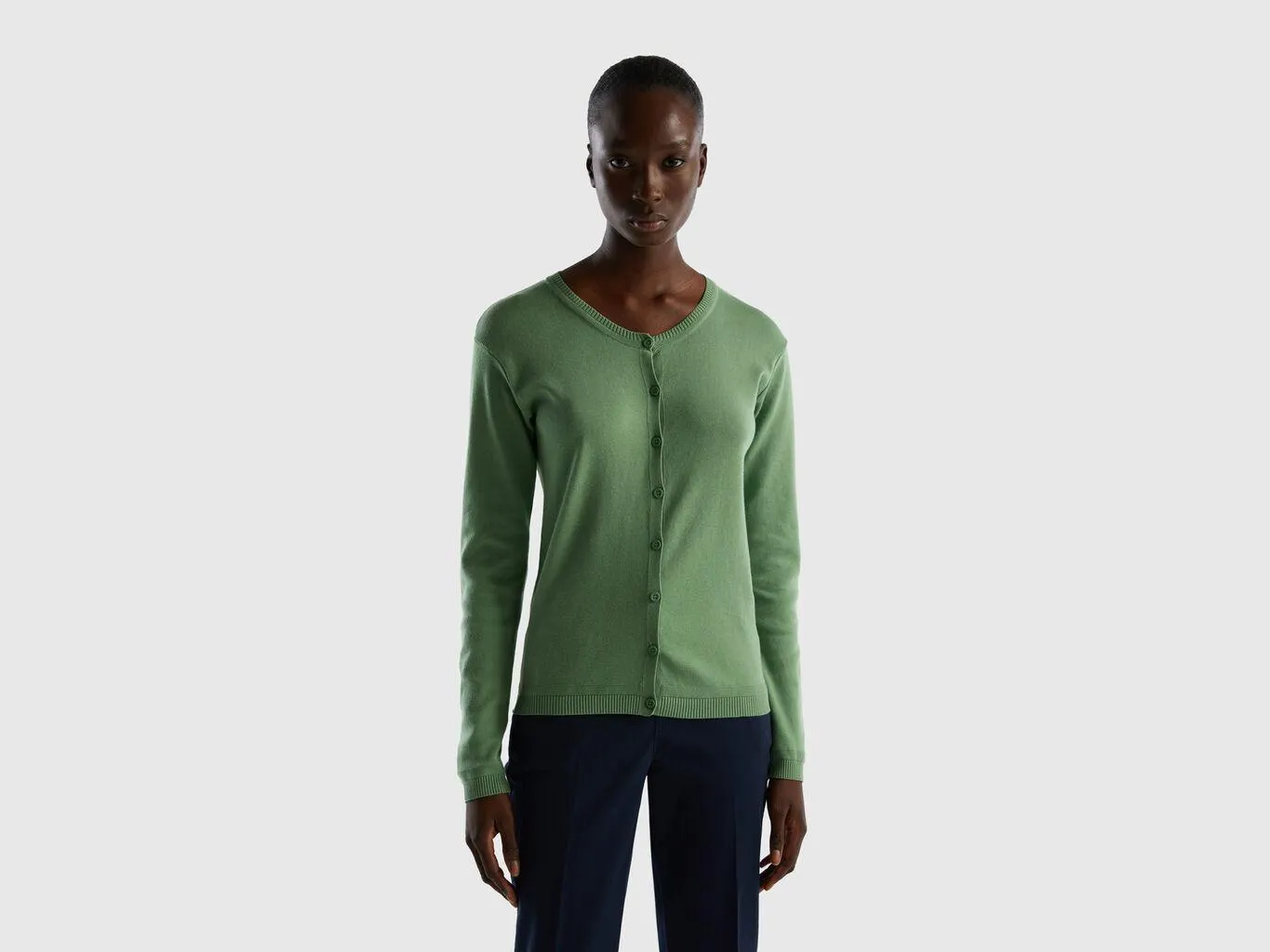 Cardigan girocollo in puro cotone