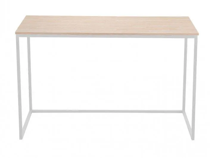 Mesa estudio con patas metálicas y tapa color roble