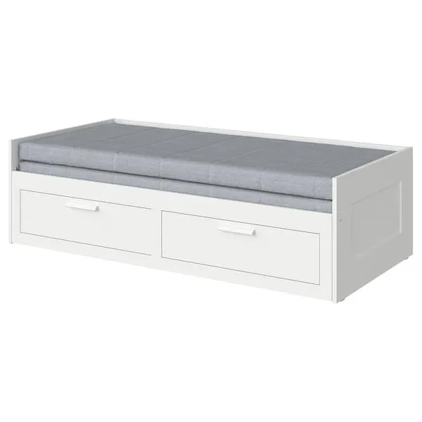 Letto divano/2 cassetti/2 materassi, bianco/Ågotnes rigido,