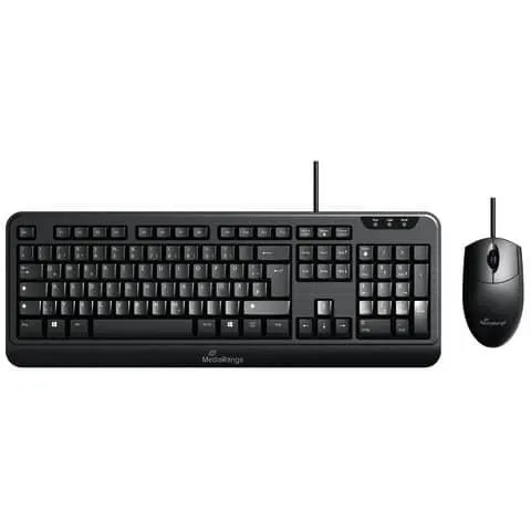 Tastatur+Maus mit Kabel im Set schwarz MEDIARANGE MROS108