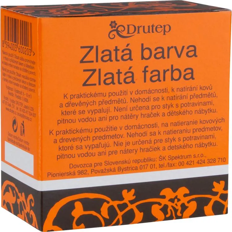 Drutep barva do domácnosti na kov a dřevo v prášku, zlatá, 5 g