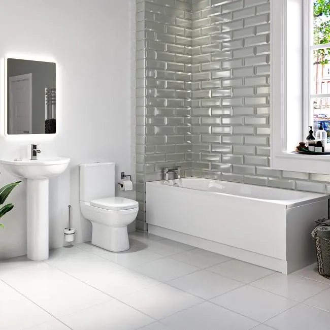 Single Ended 1700mm Bath Suite with Toilet Basin and Panels - Alton