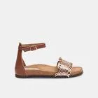 Sandalias planas de mujer de piel