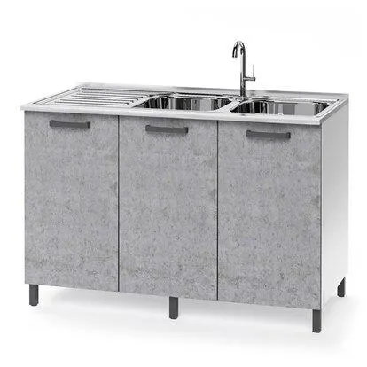Base cucina sottolavello 120 cm 3 ante cemento