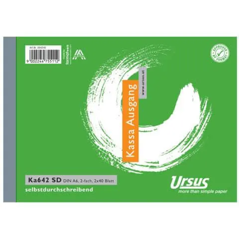 Kassa-Ausgangsbuch A6 quer 2x40Blatt selbstdurchschreibend URSUS Style Ka642SD 094240