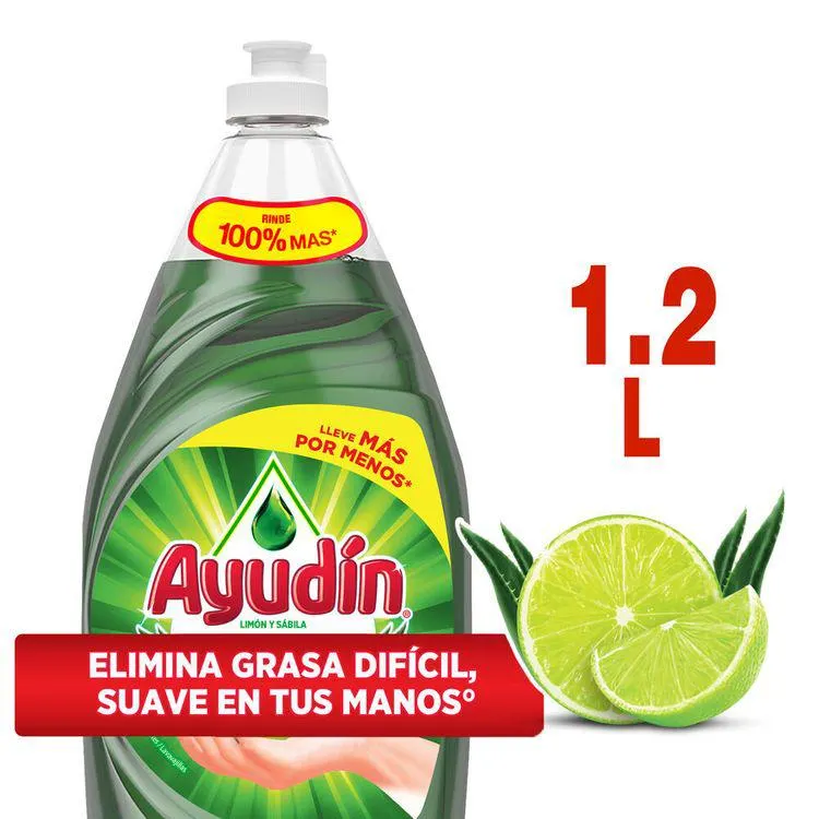 Lavavajillas Líquido Ayudín Limón y Sábila 1.2L
