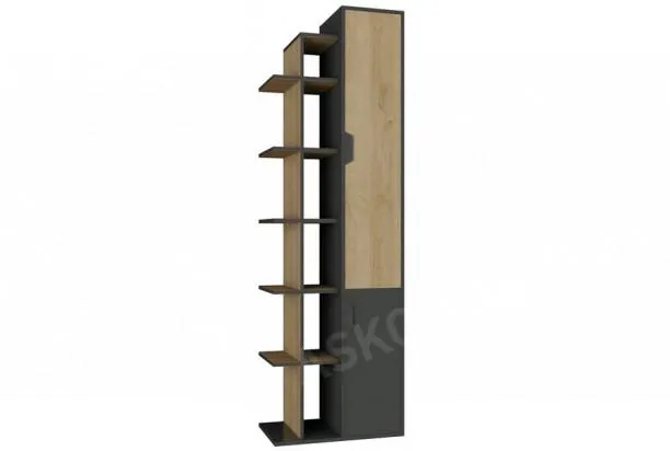 Vysoký regál s dverami Nano, dub/grafit