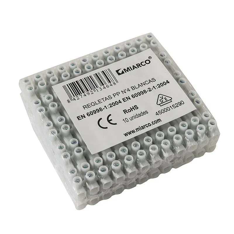 Regleta conexión MIARCO EN 60998-1:2004 blanca. 10 unidades