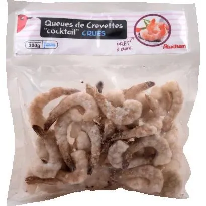 Auchan Nívó Quick-frozen raw "cocktail" white-legged whipped shrimp tail 300 g