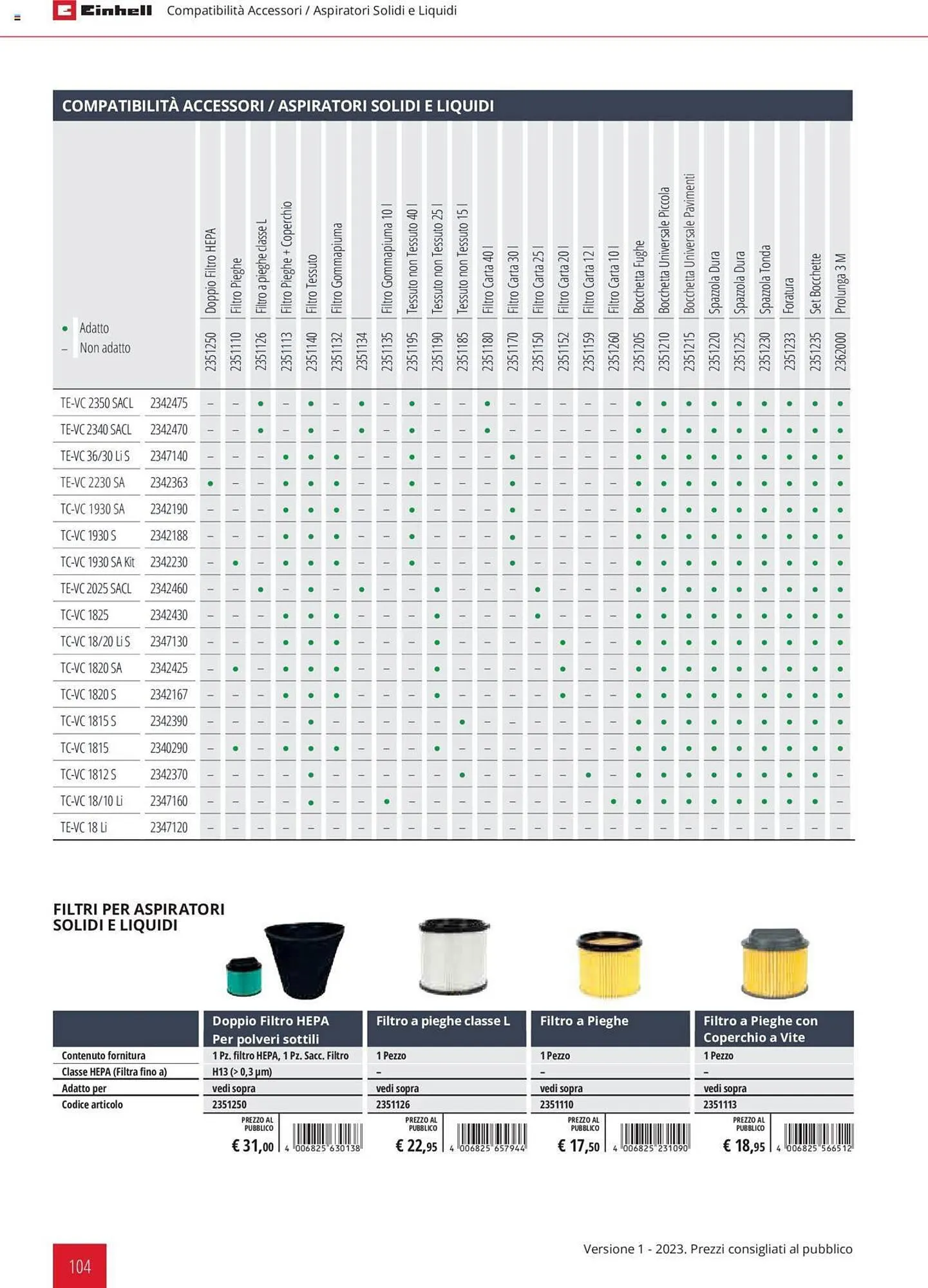 Volantino Einhell da 1 febbraio a 31 dicembre di 2023 - Pagina del volantino 104