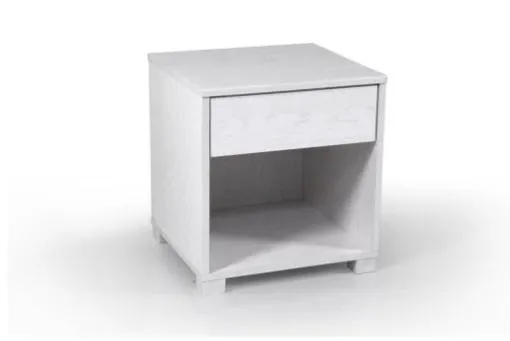 COMODINO A 1 CASSETTO IN LEGNO NATURALE DI COLORE BIANCO 40X36X43,5 CM