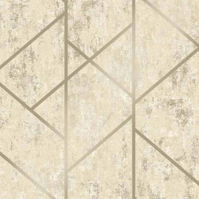 Milan Geo Metallic wallpaper in neutral & gold