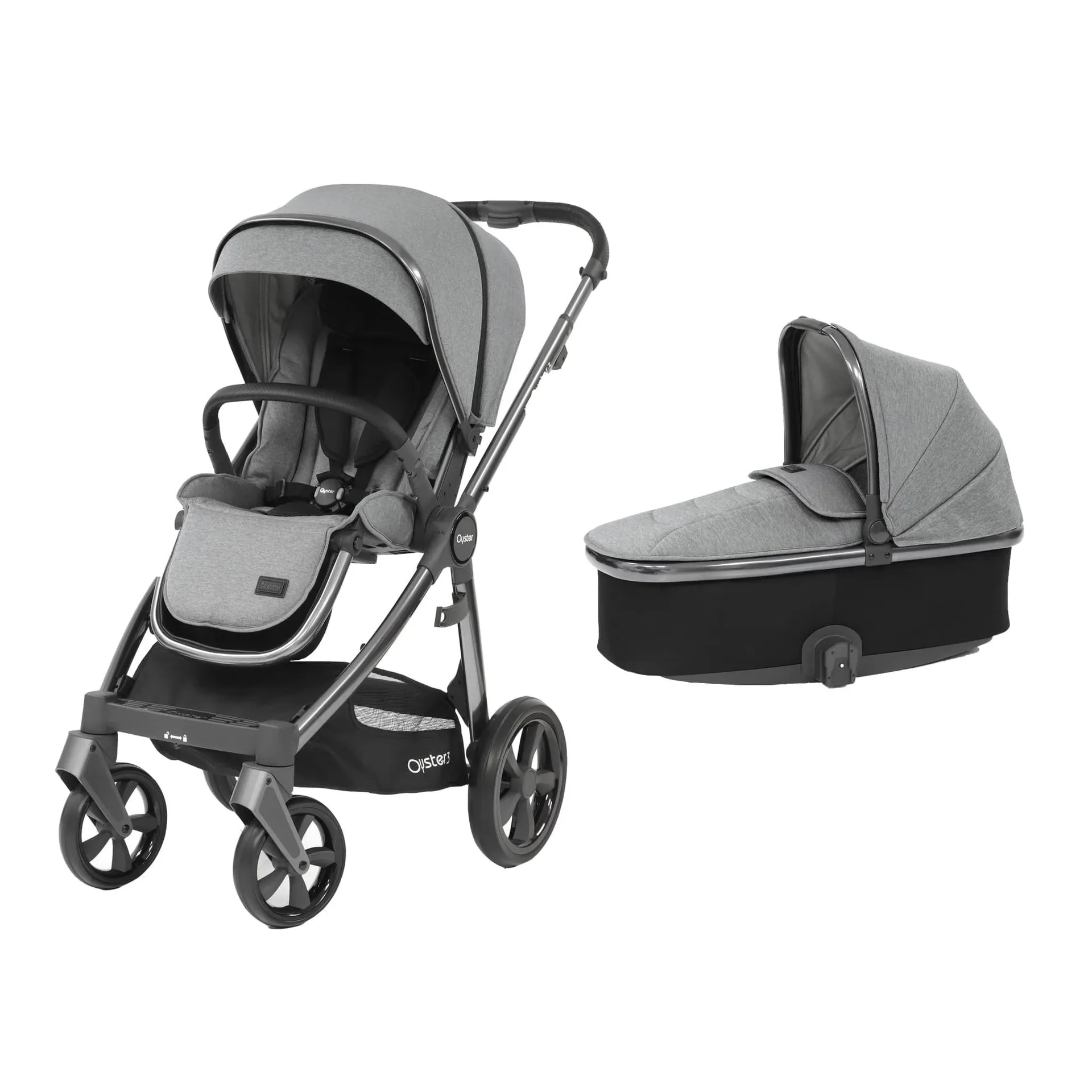 BabyStyle Oyster3 Pram & Carrycot Gun Metal/Moon