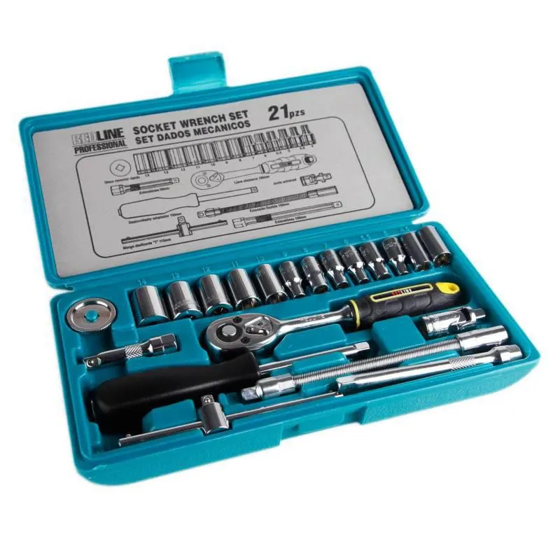 Juego Ratchet Con Caja 1/4" Redline