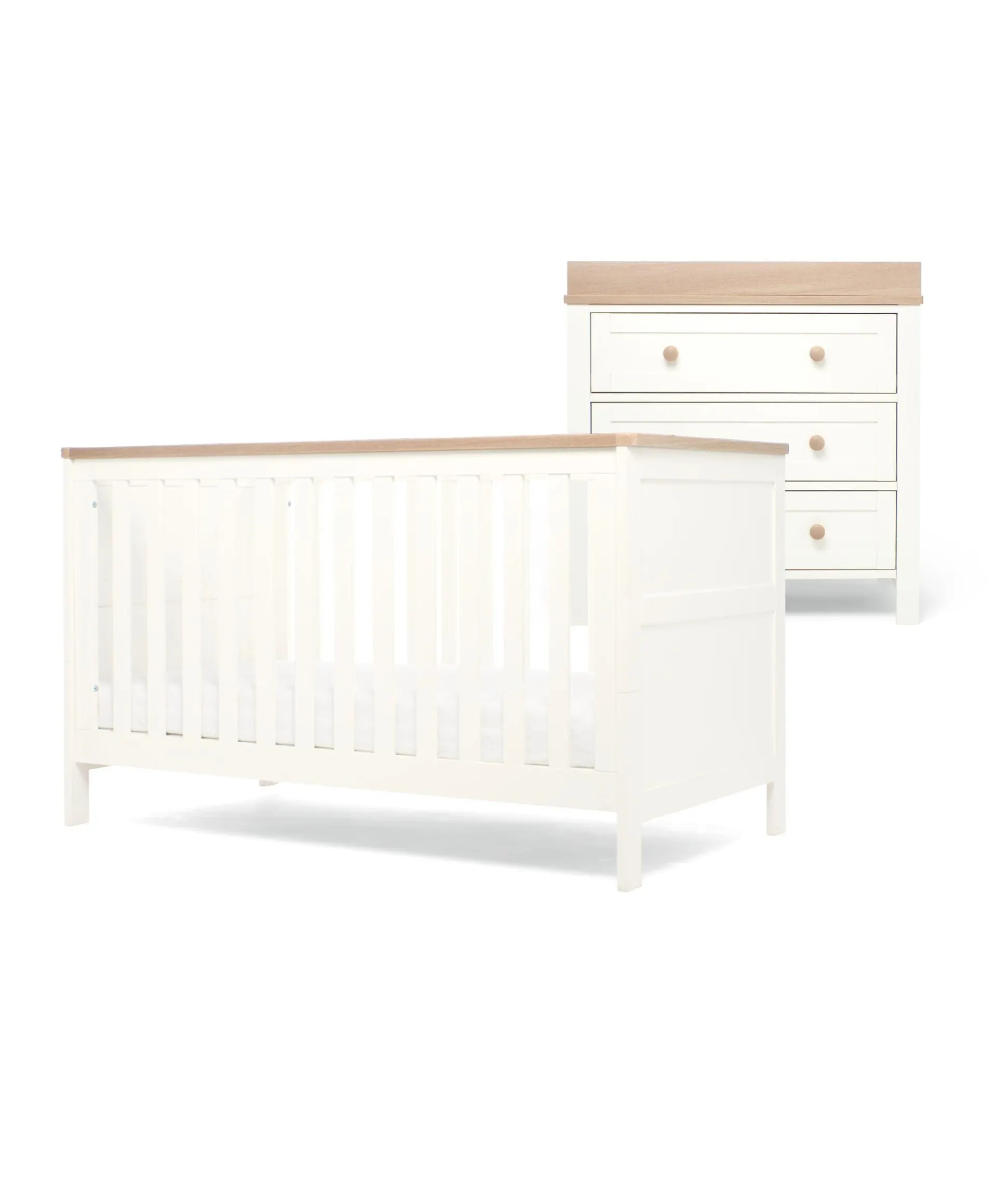 Wedmore 2 Piece Cotbed Set with Nursery Dresser Changer - White/Natural