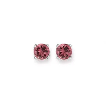 Sterling Silver 4mm Pink Cubic Zirconia Studs