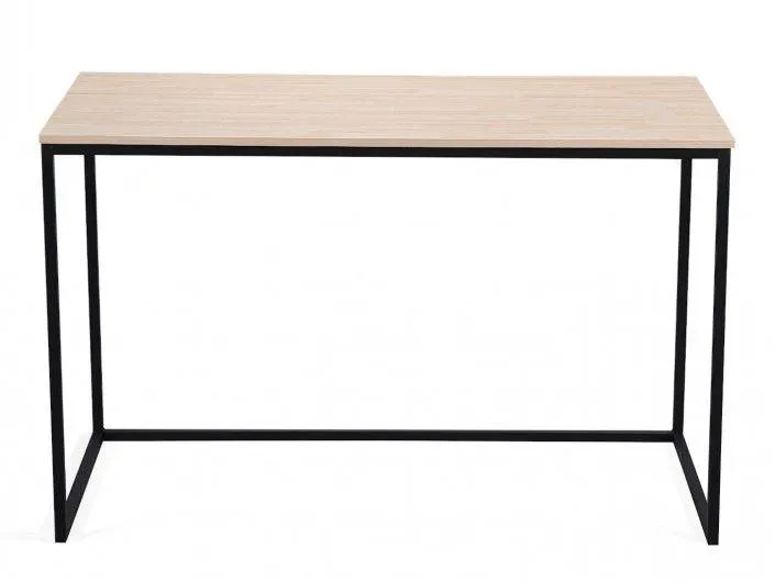 Mesa estudio con patas metálicas y tapa color roble