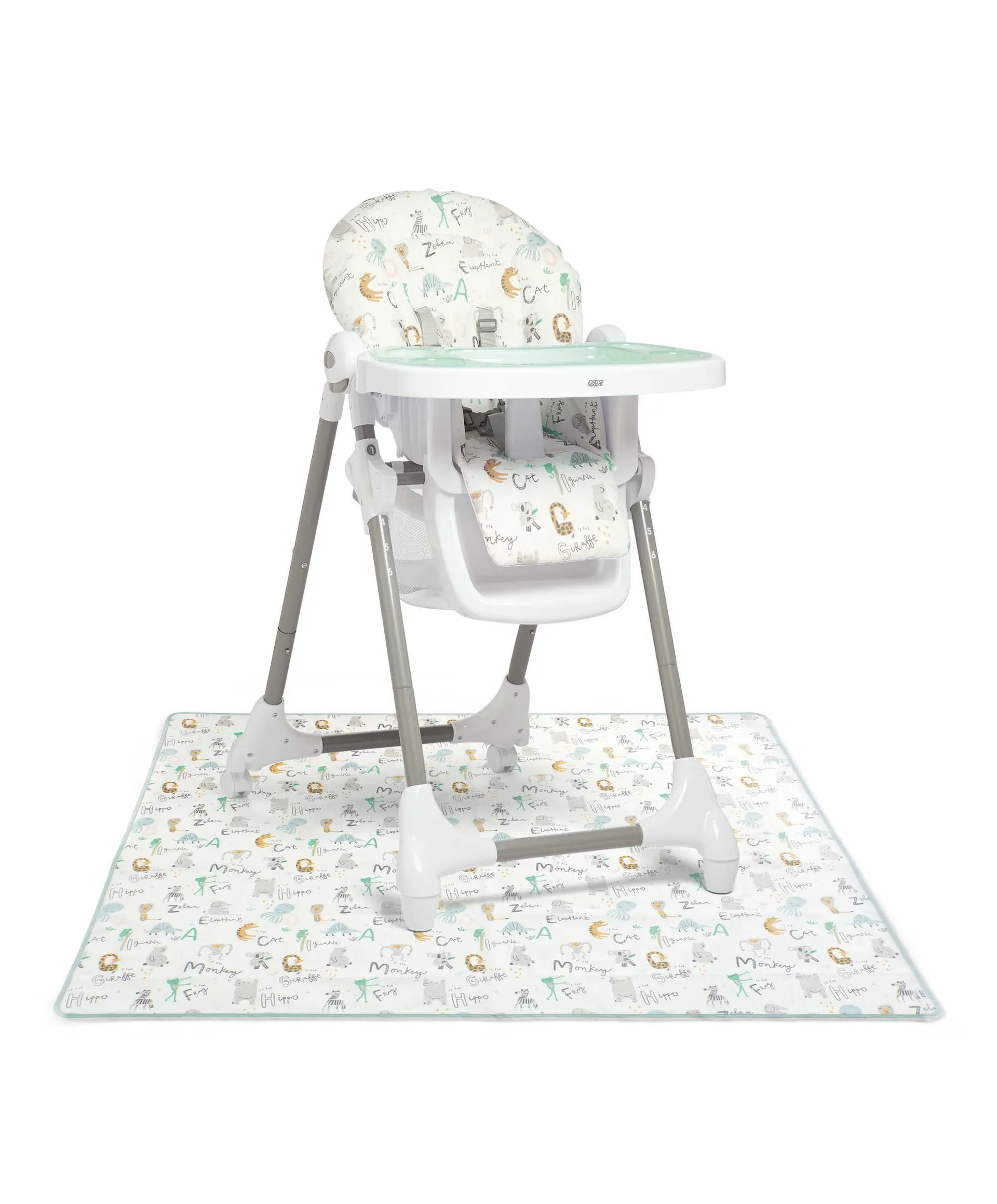Snax Highchair & Weaning Splashmat Bundle - Animal Alphabet