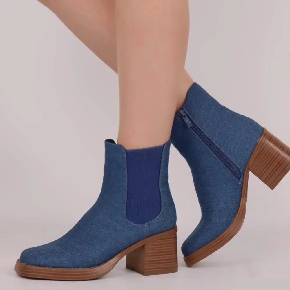 Τζιν Μποτάκια Chelsea με τακούνι Famous