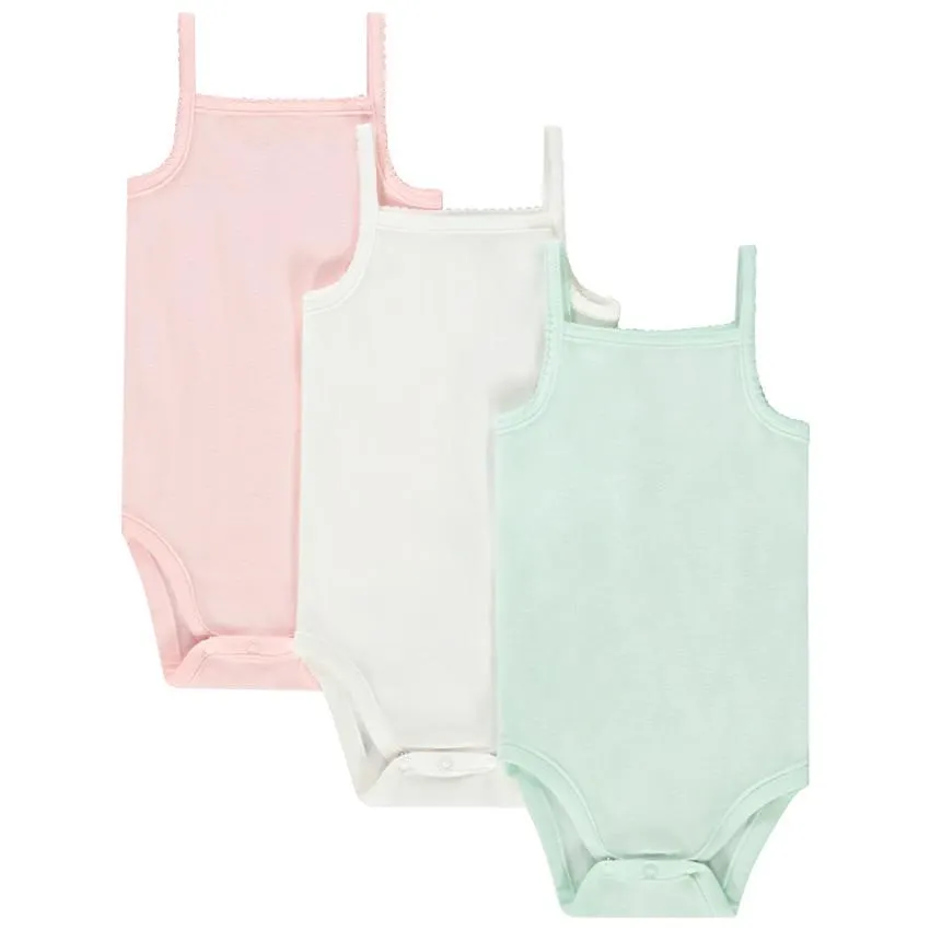 Σετ από 3 bodies Αμάνικα μπλουζάκια μονόχρωμα για bebe κορίτσι