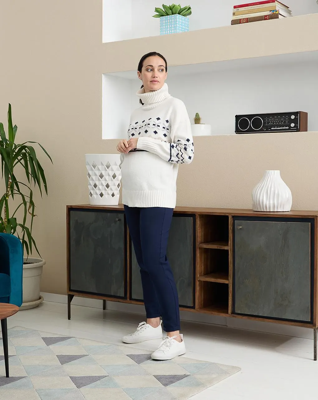 Γυναικείο παντελόνι εγκυμοσύνης cigarette μπλε