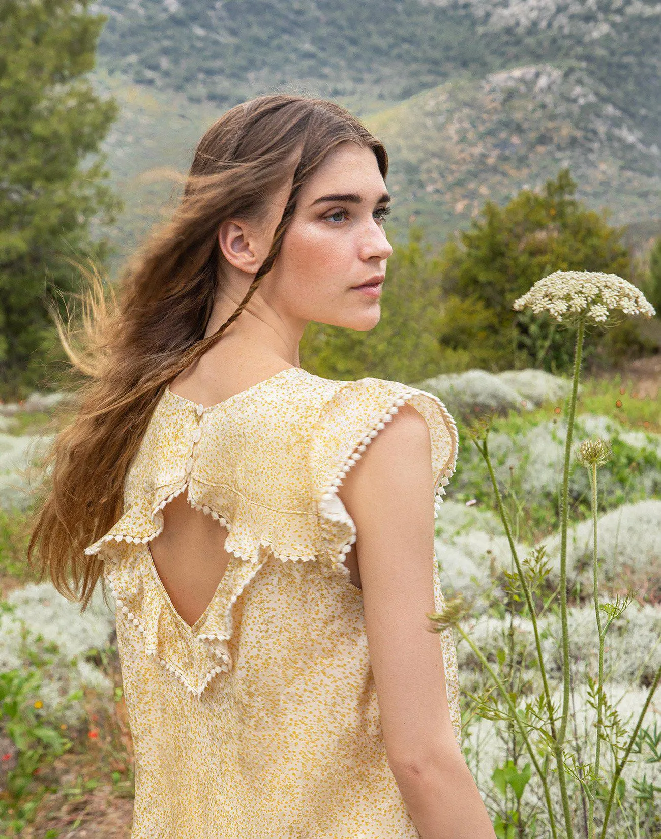 Μπλούζα σατέν με βολάν