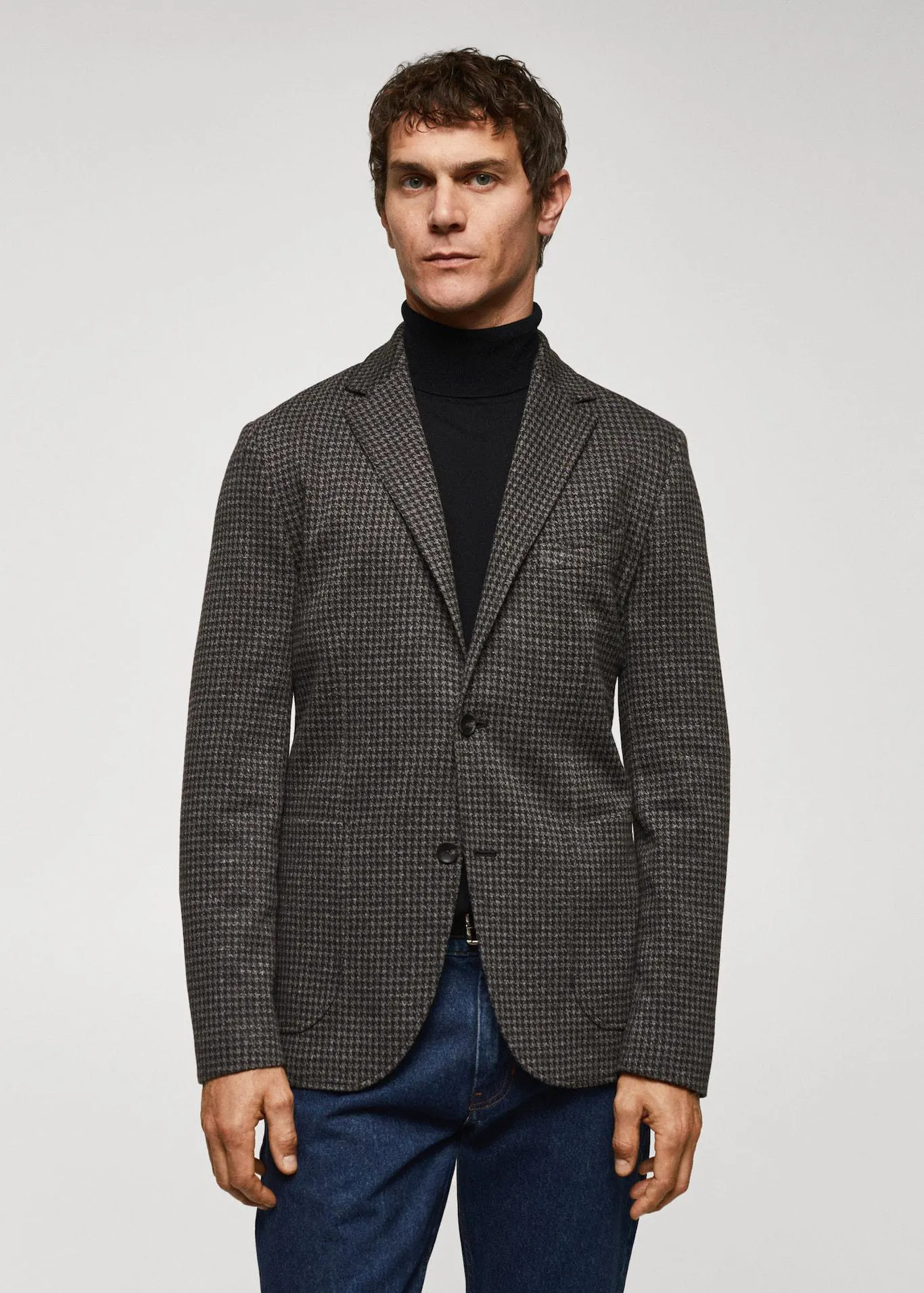 Slim fit micro houndstooth blazer