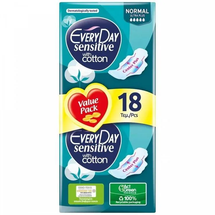 Everyday Σερβιέτες Sensitive Ultra Plus Normal 18τεμ