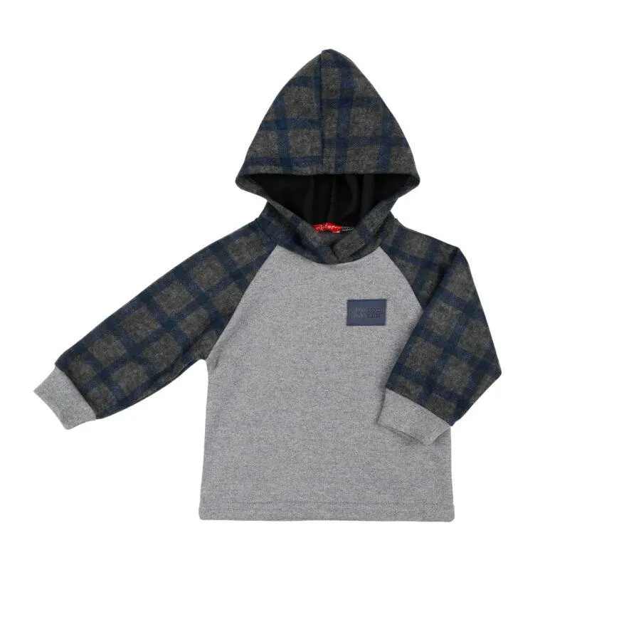 Μπεμπέ χειμερινή μπλούζα για αγόρι γκρι καρώ -12.3952G