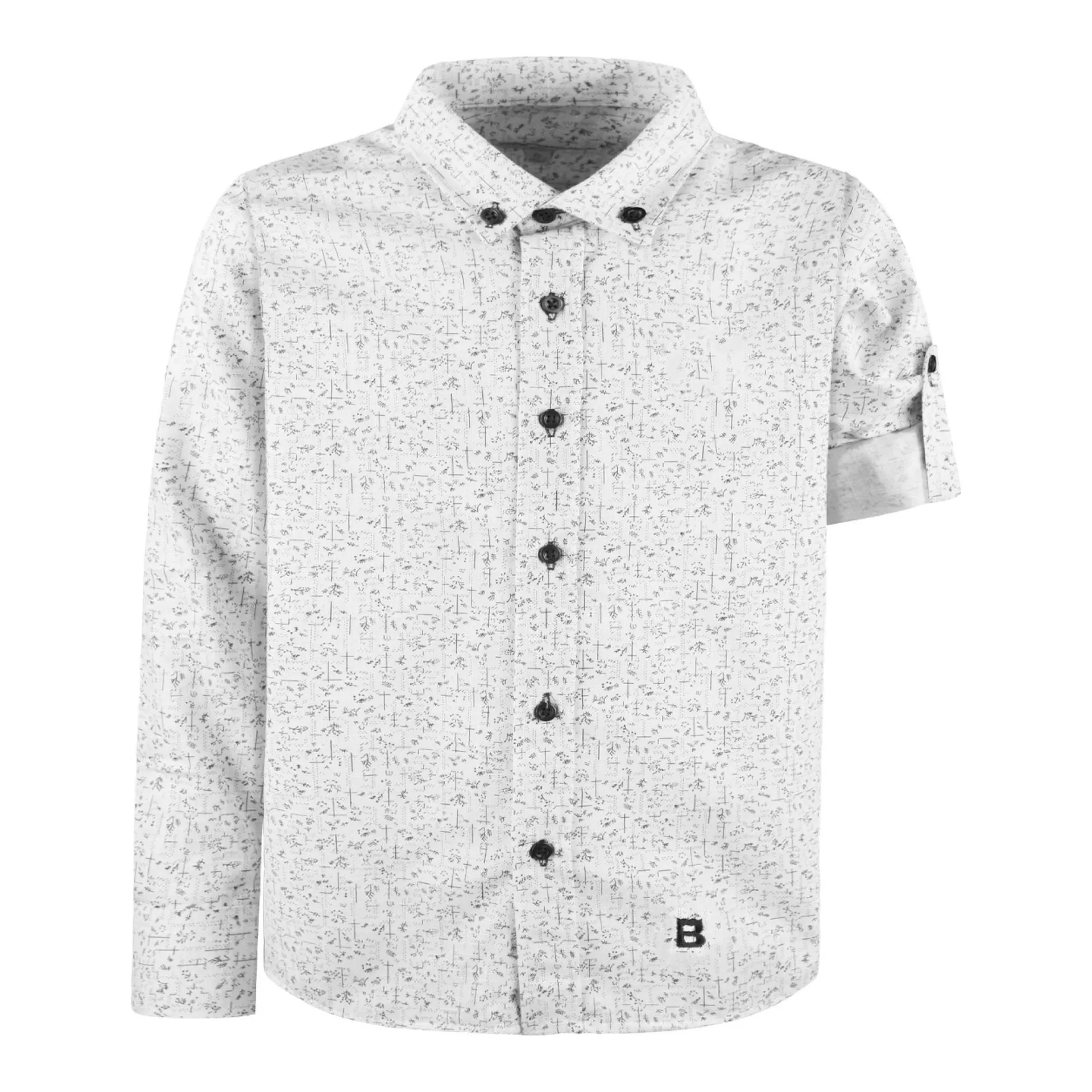 Μακρυμάνικο εμπριμέ πουκάμισο για αγόρι για επίσημες εμφανίσεις | ΛΕΥΚΟ