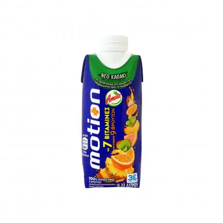 Amita 100% φυσικός χυμός motion 9 φρούτα με 7 βιταμίνες (330ml)