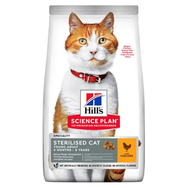 Hill's Science Plan Young Adult Sterilized Cat Με Κοτόπουλο 3Kg
