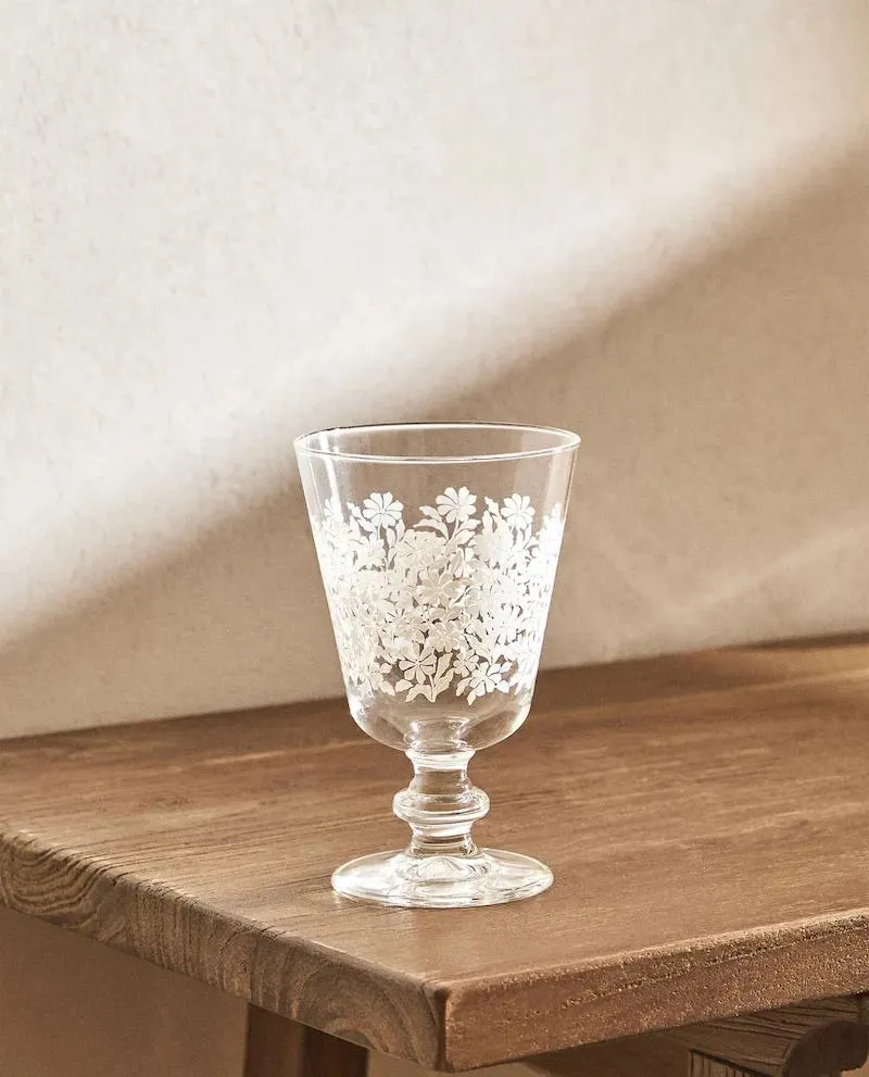 ΓΥΑΛΙΝΟ ΚΟΛΟΝΑΤ0 ΠΟΤΗΡΙ ΜΕ ΑΠΟΤΥΠΥΠΩΜΑ ΛΟΥΛΟΥΔΙΩΝ