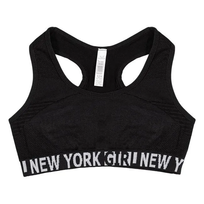 Μπουστάκι Παιδικό Μαύρο Αθλητική Πλάτη Λάστιχο "New York Girl"