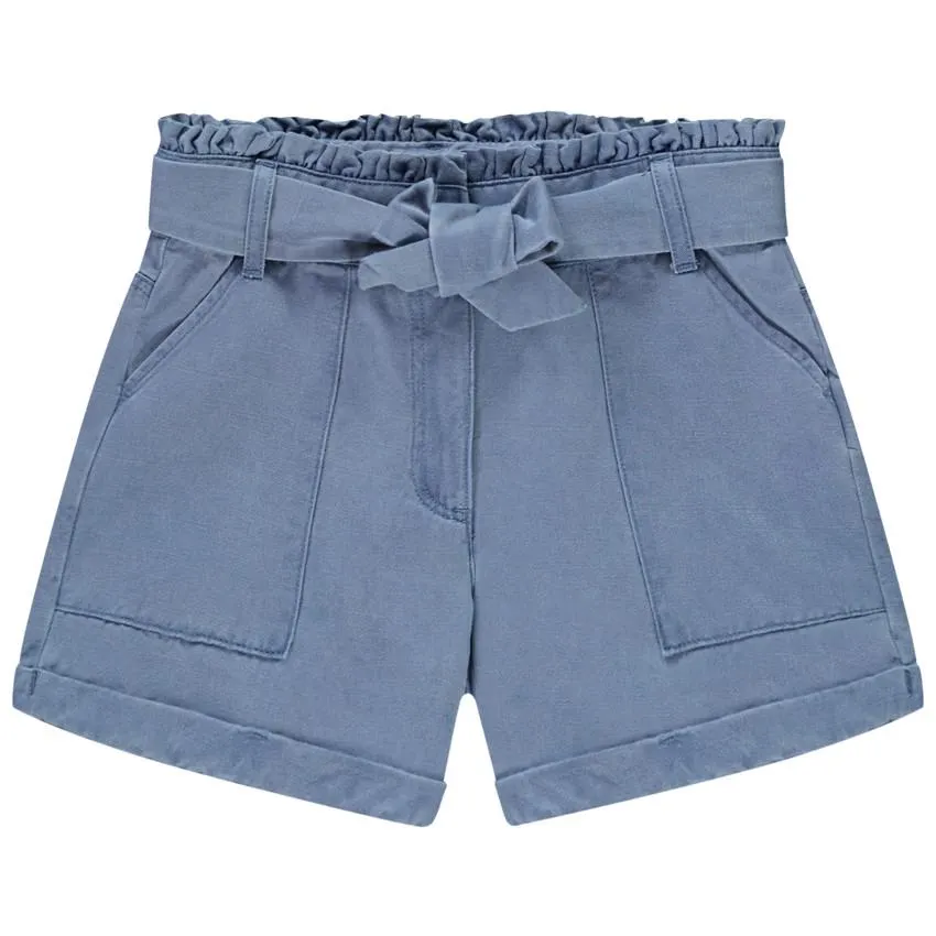 Σορτς χαρτοσακούλα με ζώνη γραβάτας για κορίτσι