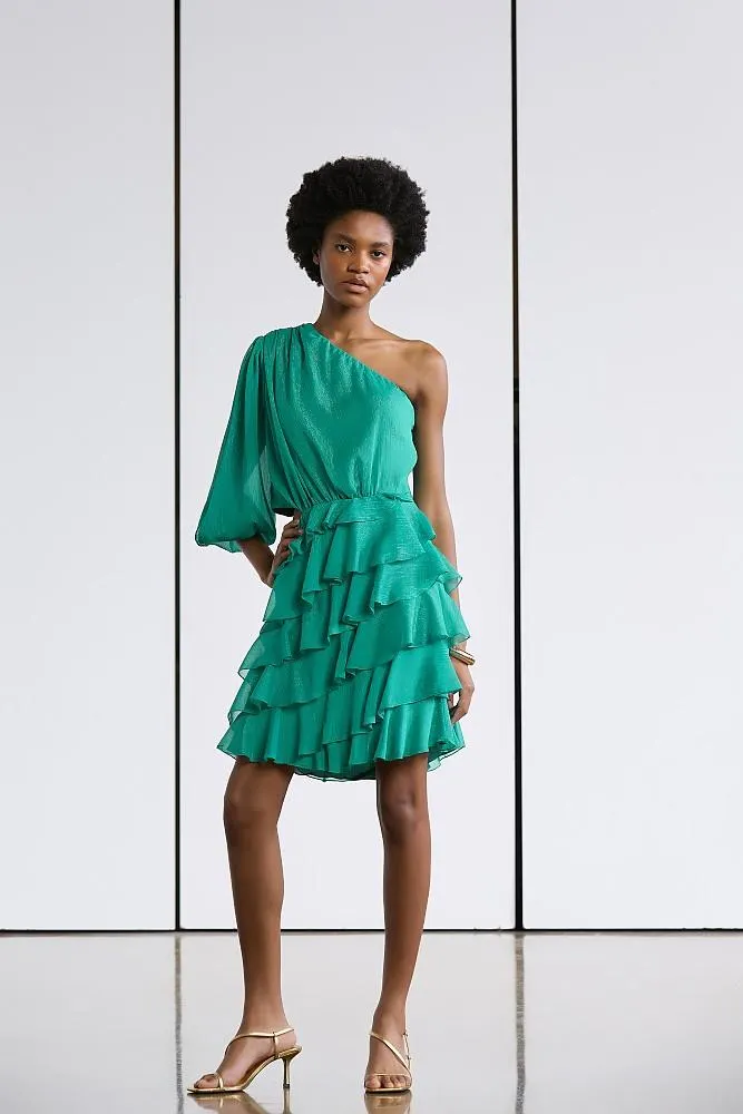 One-shoulder lurex dress - Gold Label