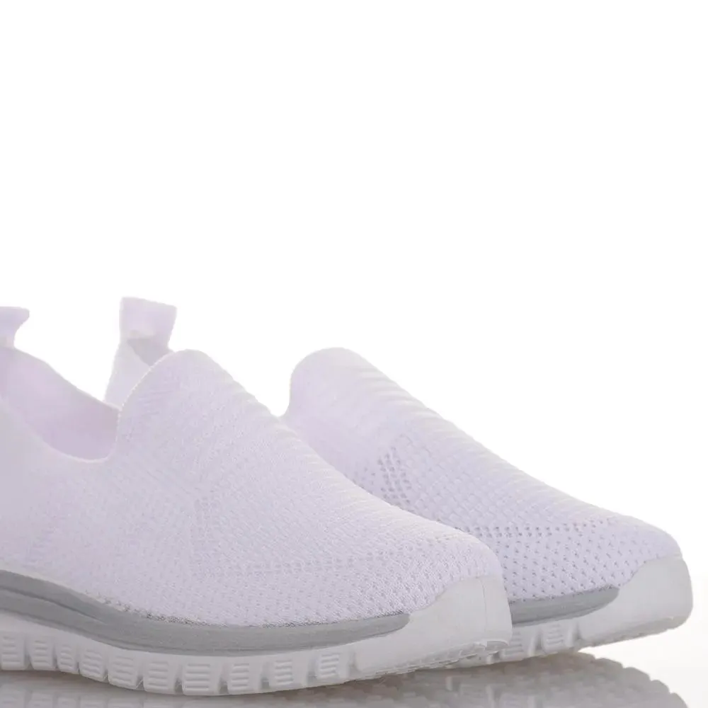 Λευκό sneakers ελαστικό τύπου κάλτσα Famous