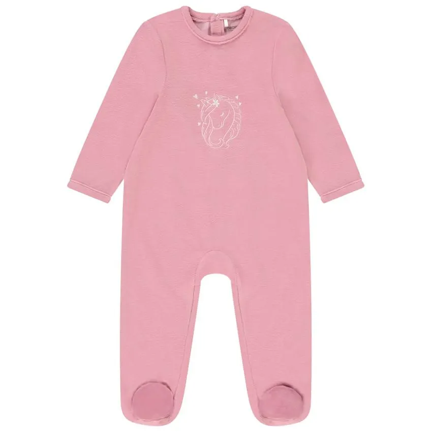 Dors-bien en velours print fantaisie pour bébé fille
