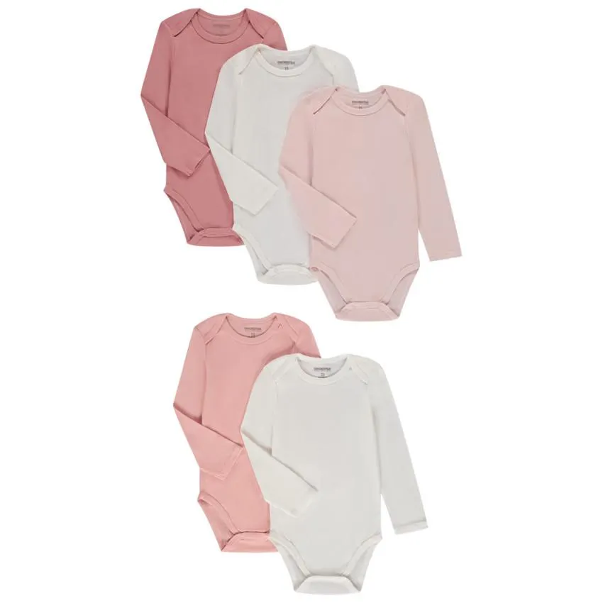 Lot de 5 bodies en jersey uni pour bébé fille