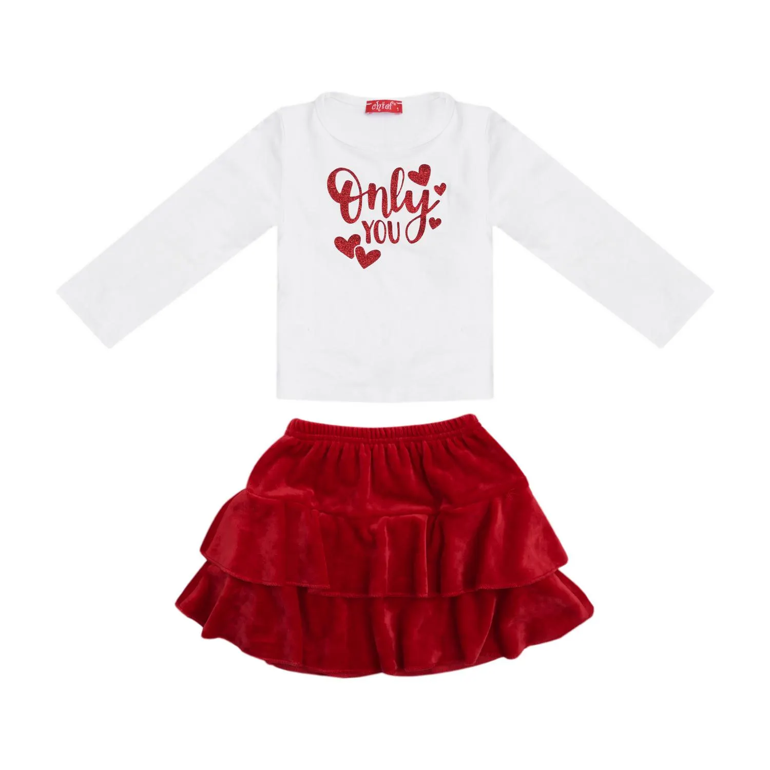 Μπεμπέ σετ χειμερινό για κορίτσι σε εκρού κόκκινο χρώμα -32.6513K