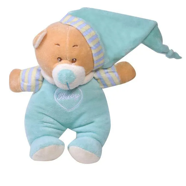 Κουδουνίστρα Αρκουδάκι Λούτρινο Σιέλ 17cm