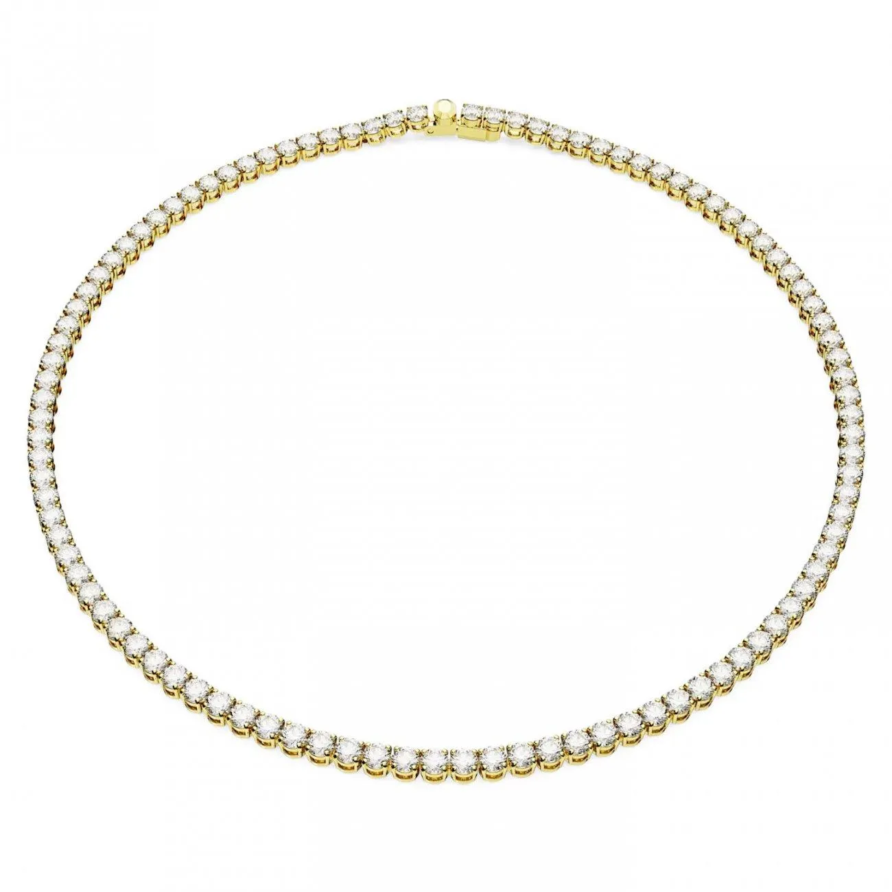 Κολιέ Matrix Tennis Στρογγυλή κοπή, Mικρό, Λευκό, Επιμετάλλωση σε χρυσαφί τόνο