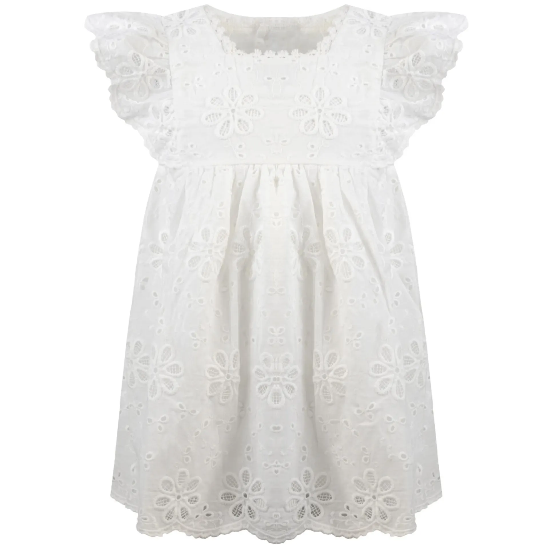 Δαντελένιο φόρεμα με βολάν για κορίτσι για επίσημες εμφανίσεις | ΛΕΥΚΟ